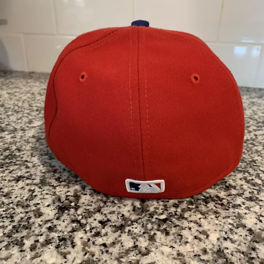 Vintage Philadelphia Phillies Hat Cap Fitted Mens 6 7/8 Red New Era 59FIFTY USA